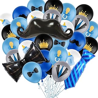 KARAQY Baby Boy Balloons Party Decorations Supplies, Blue and Black Balloons Set for Boys Birthday Baby Shower Party Decorations