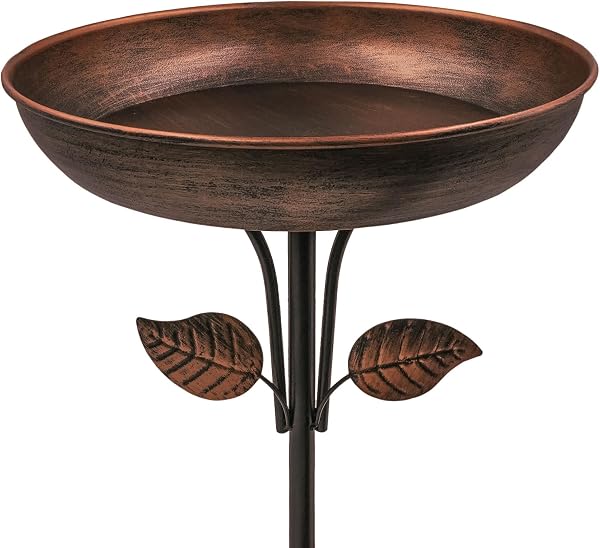 OUISJYER 12 Inch Metal Bird Bath with Stake