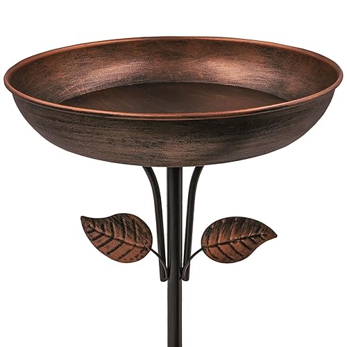 Metal Bird Bath for Outdoors, 12" Dia Bowl with Stable