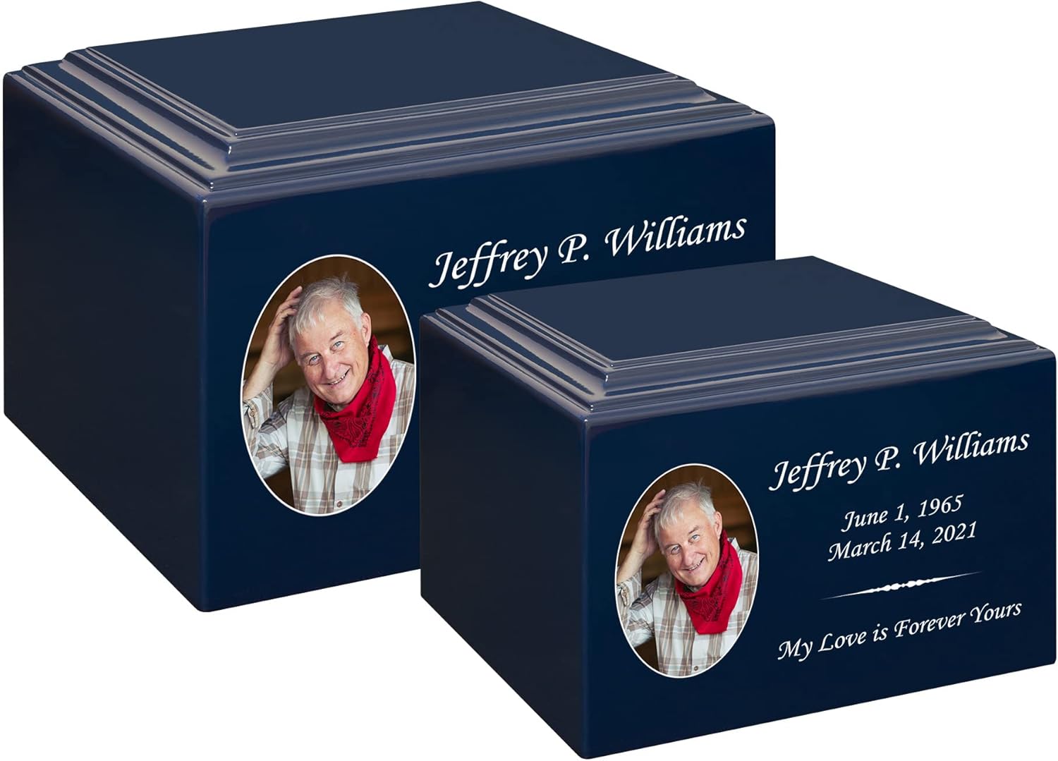 Stonewood Large Engraved Custom Photo Cremation Urn for Human Ashes - Composite Wood Cremation Urn for Adult Ashes - 280 Cubic Inch Capacity -Personalization Included