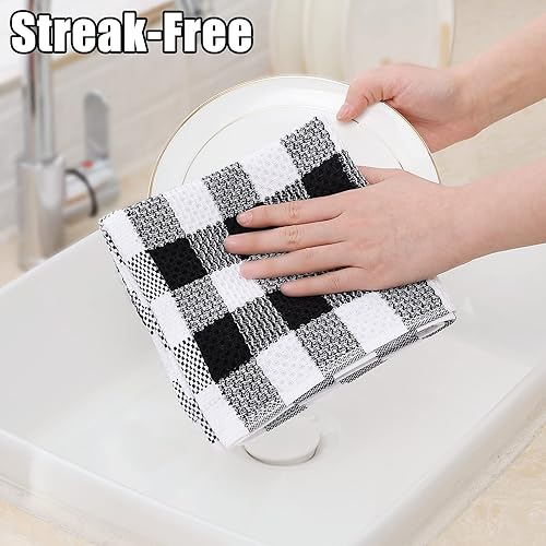 Miniatura 4 de homing Buffalo - Trapos de cocina a cuadros, paquete de 6 paños de cocina 100% algodón con tejido de gofre para cocina, trapos de cocina súper