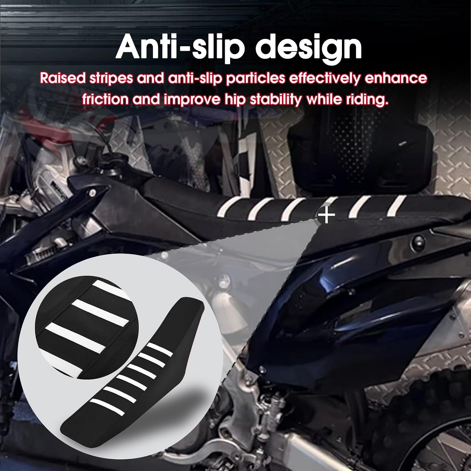 Dirt Bike Seat Cover Motorcross White Stripe Seat Cover