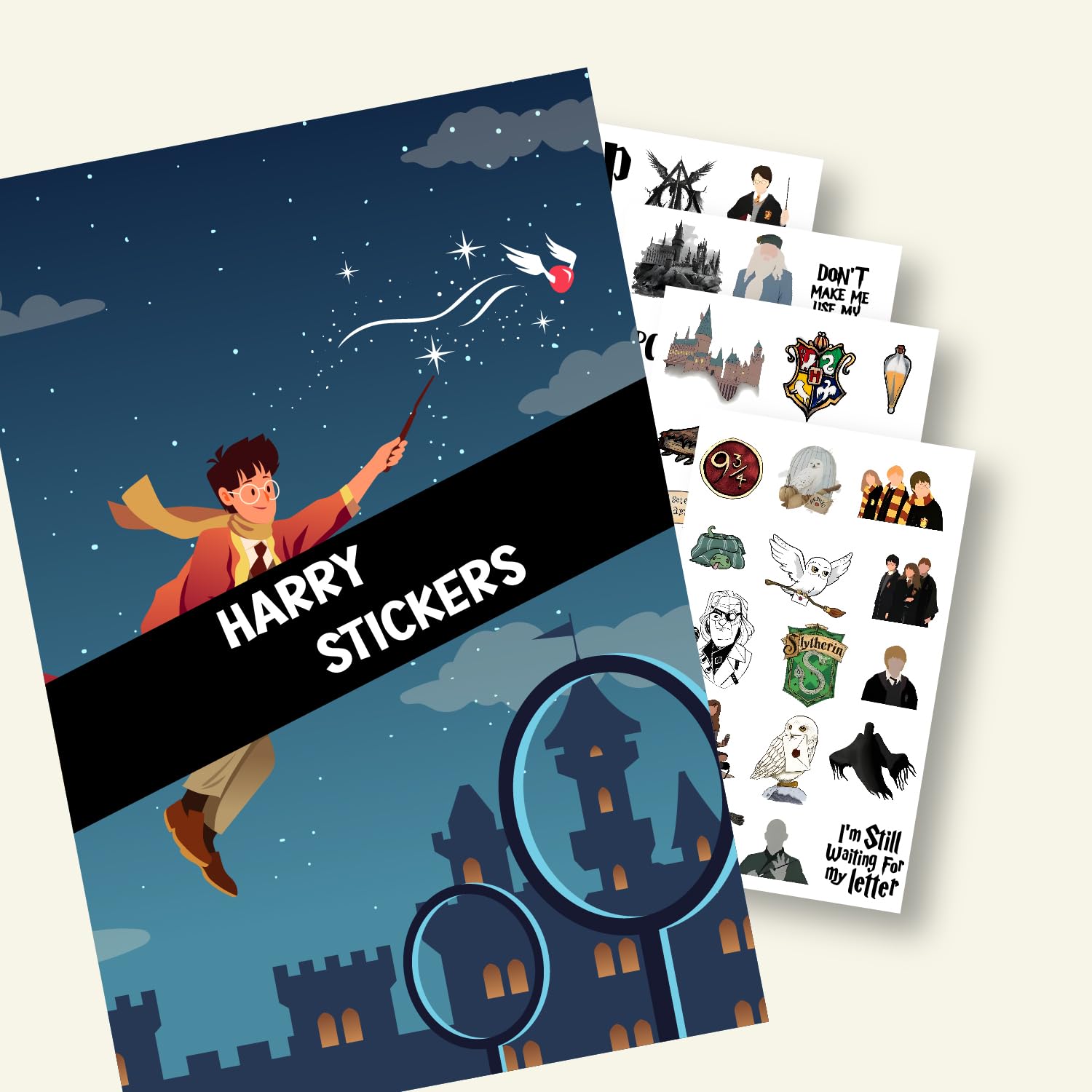 woopme Vinyl 66 Pcs Harry Scrapbook Self-Adhesive Stickers For Journal Laptop Dairy Girls Boys DIY Scrapbooking Page Decoration, 14 Cm, 1 Mm