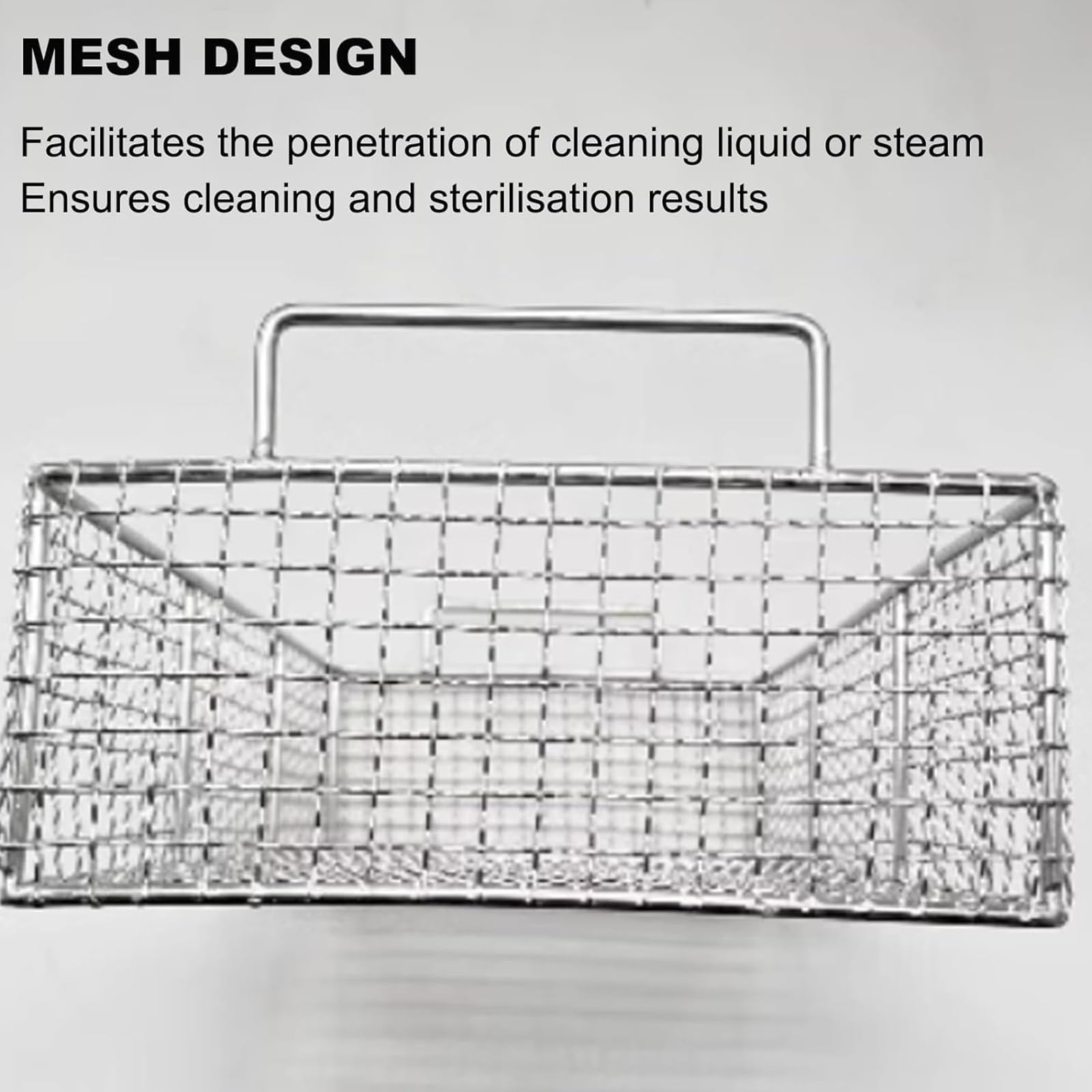 Cesta de esterilización, bandeja de esterilización de instrumentos de acero inoxidable 304 con asa, malla de 1 cm, para odontología, otorrinolaringología, oftalmología