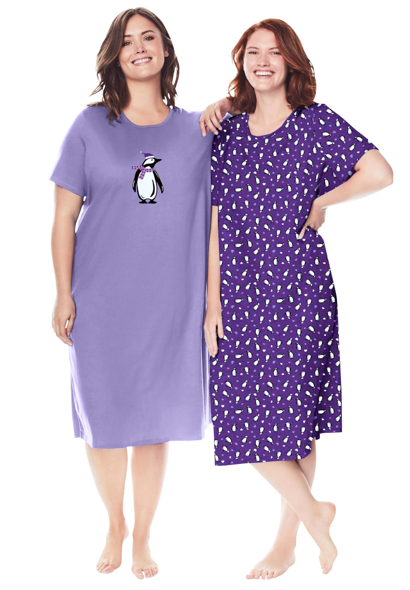 Dreams & Co. Women's Plus Size 2-Pack Long Sleepshirts Nightgown