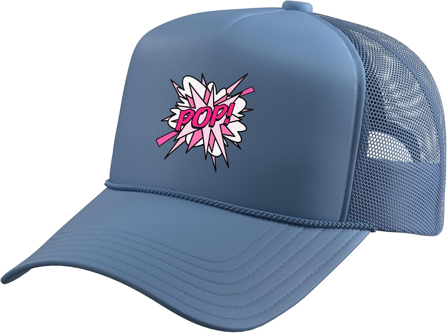 Pink POP Comic Art Modern Fun Retro Design Trucker Hat with Adjustable Mesh Back