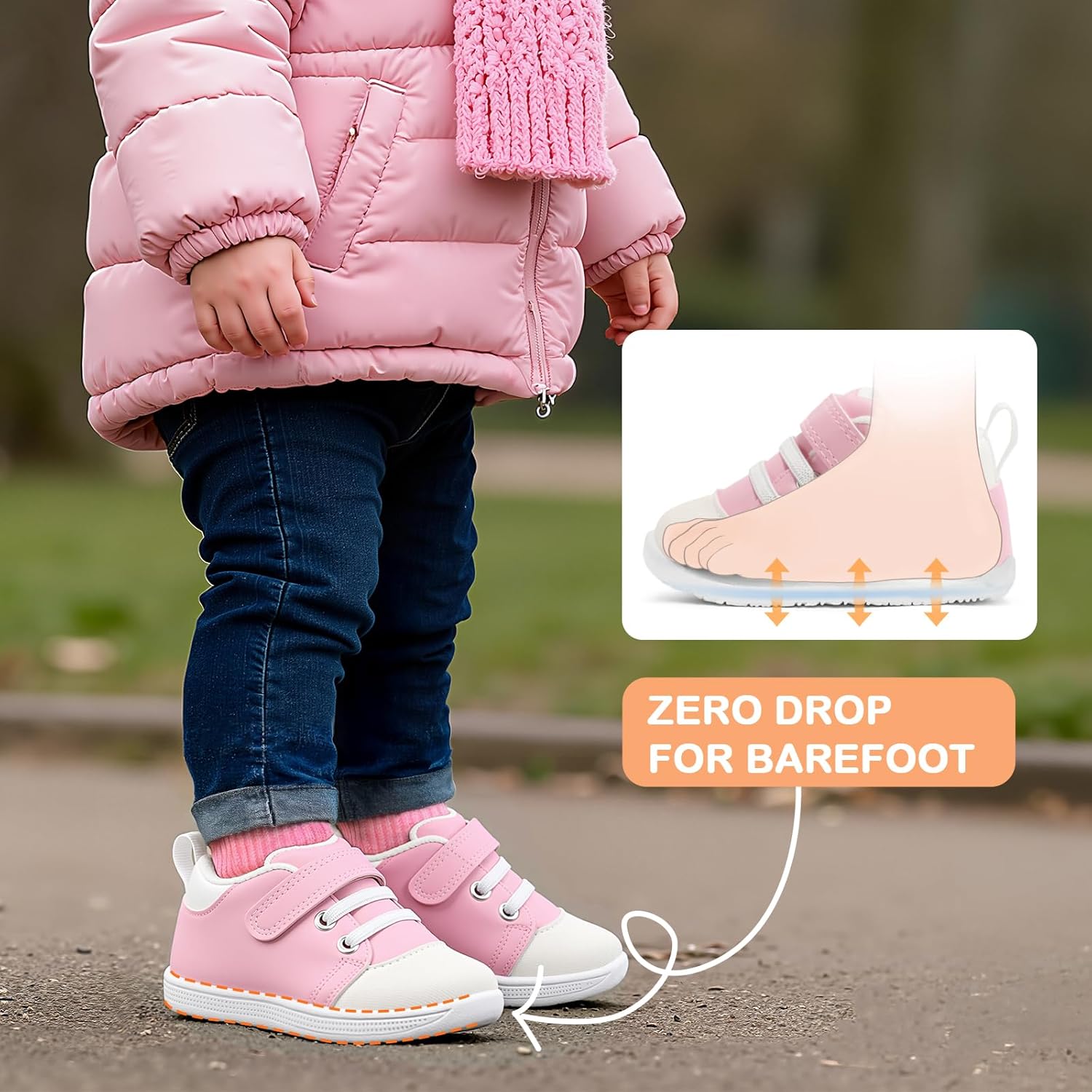 Unisex-Baby Mid-Top First Walker Shoes Wide Toe Box Toddler Boy Girl Barefoot Shoe Soft PU Leather Infant Sneakers with Hook-and-Loop - Image 7