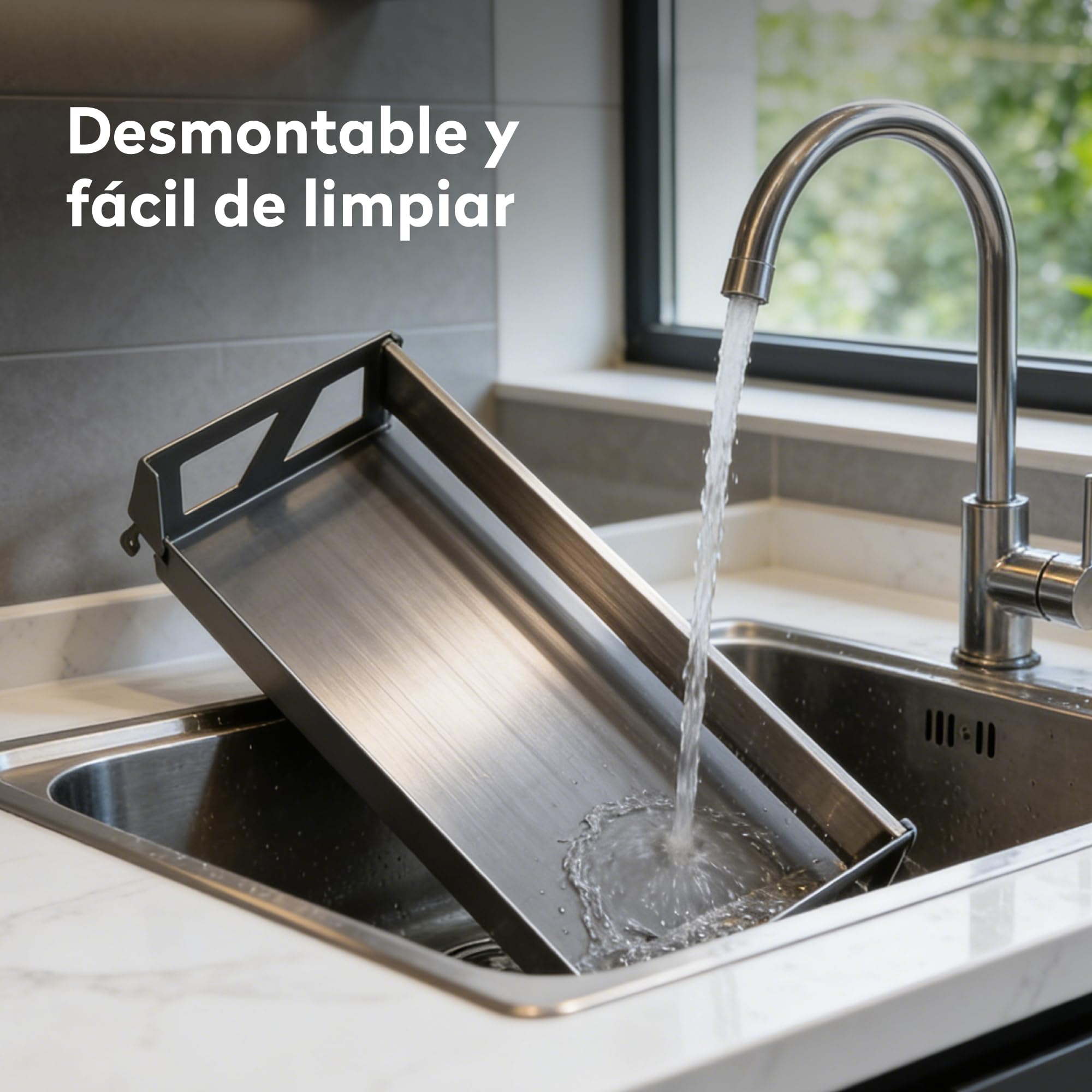 doporro Estante de Cocina Gris con Riel de Aluminio 52 cm, Organizador en Acero Galvanizado Desmontable, con Estante de Especias, Soporte para Papel, Portautensilios y Ganchos