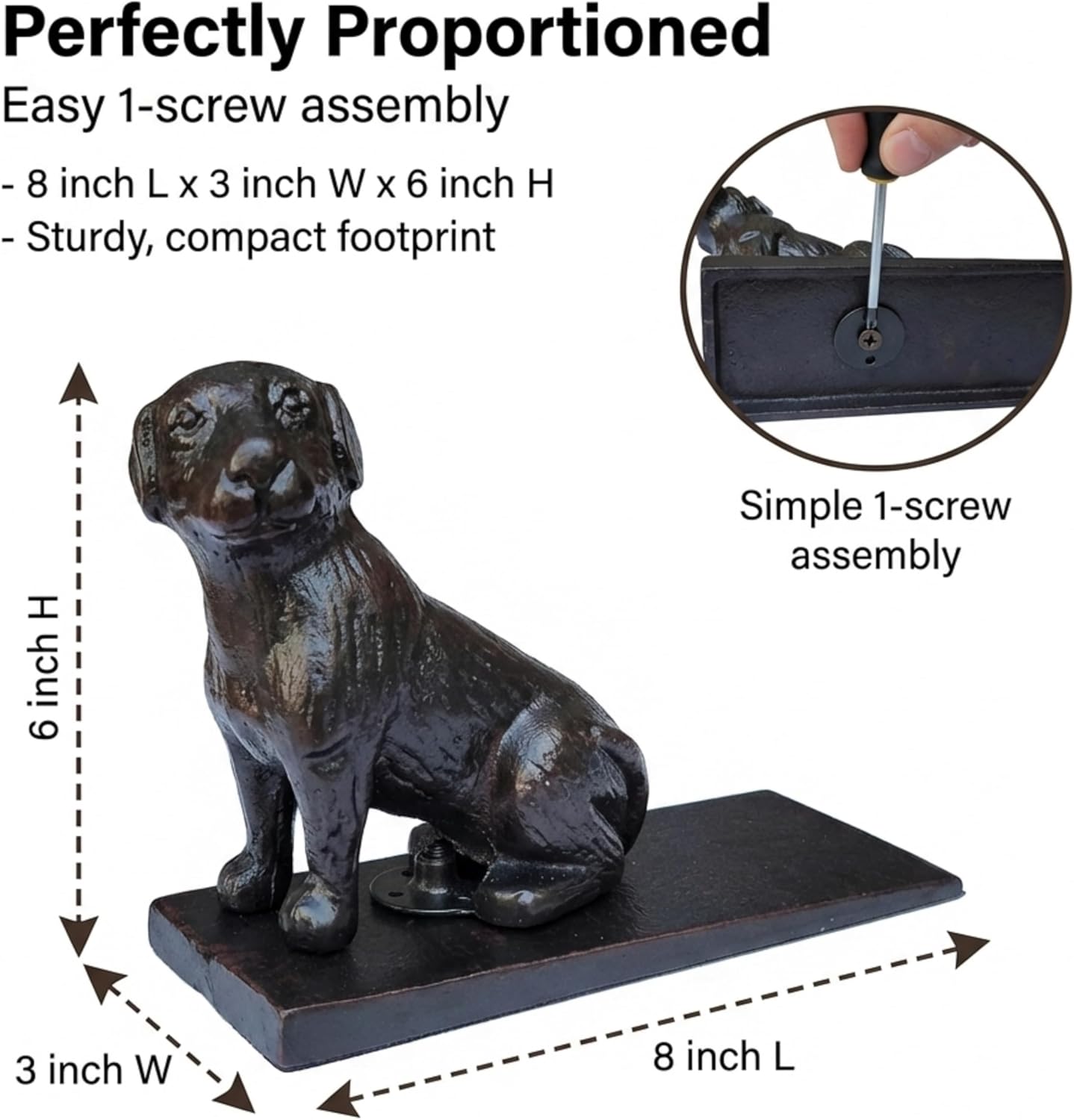 LuLu Decor, Cast Iron Dog Door Stopper, Doorstops Weight 6 Lbs (Black)