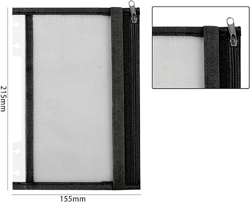 Miniatura 3 de Chris.W Discbound - Soporte para bolígrafos de banda elástica para cuaderno, tamaño junior, estuche de malla para lápices, accesorios para diario de
