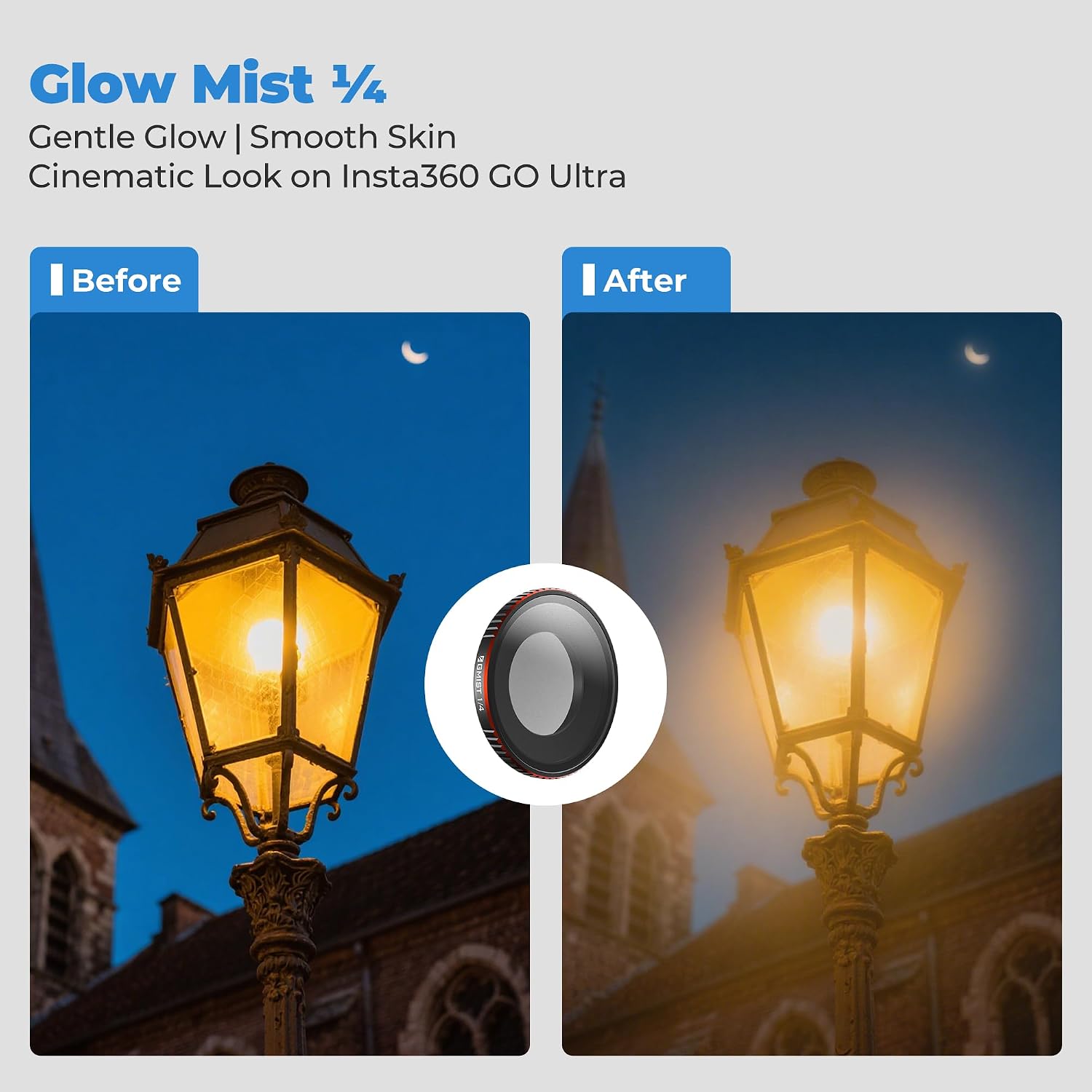 Freewell Glow Black Mist Filter for Insta360 GO Ultra – Softens Highlights & Adds Cinematic Atmosphere