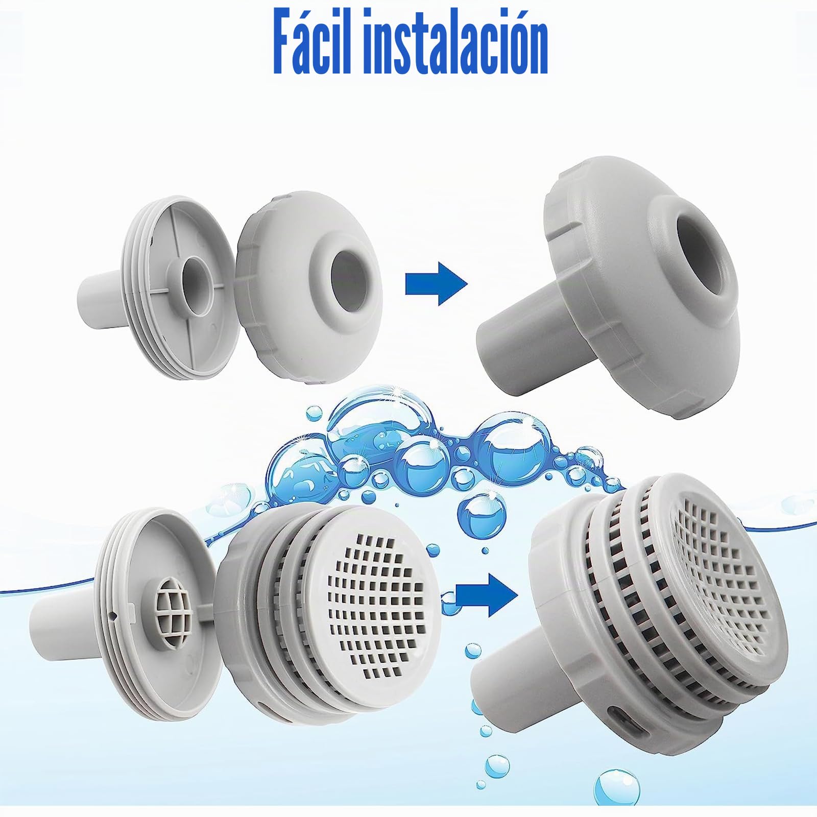 Kit de Coladores pequeños para Piscinas, conexión de Manguera de Boquilla de Piscina con 4 Tapones de Pared para Piscina, tapón de tapón de Agujero Compatible con Intex y Bestway