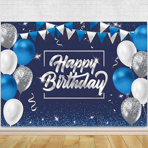 Miniatura 3 de Decoración de feliz cumpleaños de 5 x 3 pies, telón de fondo de cumpleaños con purpurina, cartel de feliz cumpleaños, suministros de fiesta de