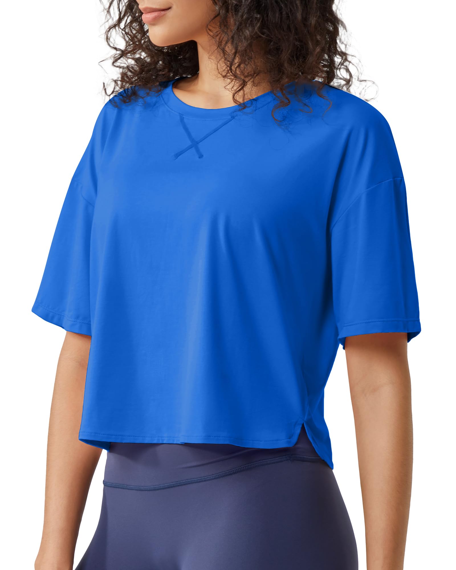 G4Free Short Sleeve Crop Workout Tops for Women Loose Fit Cotton Basic T-Shirts