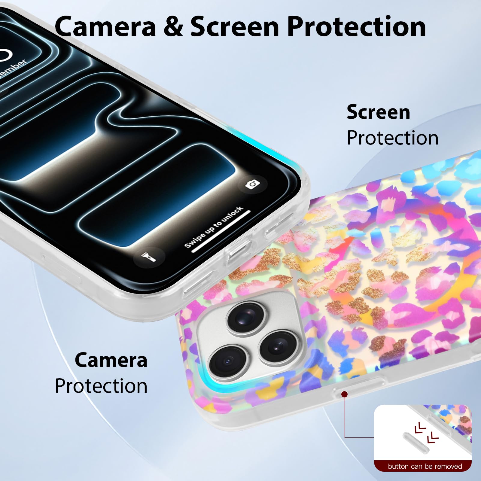 Bonita funda magnética para iPhone 17 Pro, estampado de leopardo