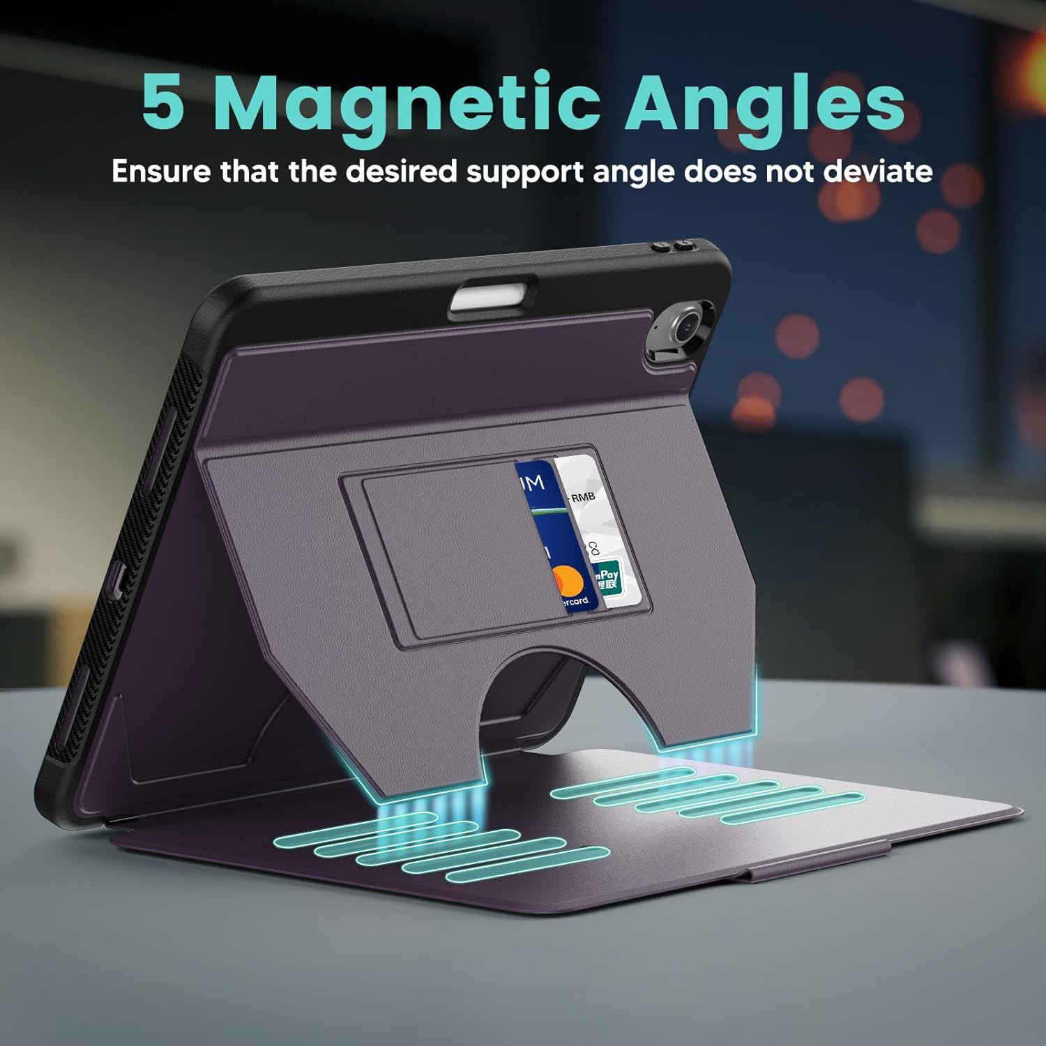 SEYMAC for iPad Air 11 inch Case M4/ M3/ M2 (2026/2025/ 2024), Full Protective Auto Sleep/Wake Strong Magnetic Cover with 5 Standing Angles and Pencil Holder, Purple