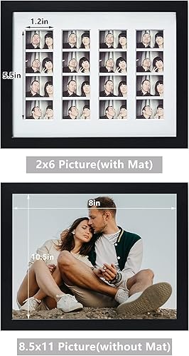 Miniatura 4 de Golden State Art, Marco de fotos de 8.5 x 11 pulgadas con paspartú para 4 fotos de cabina de fotos de 2 x 6 pulgadas, incluye cristal real y