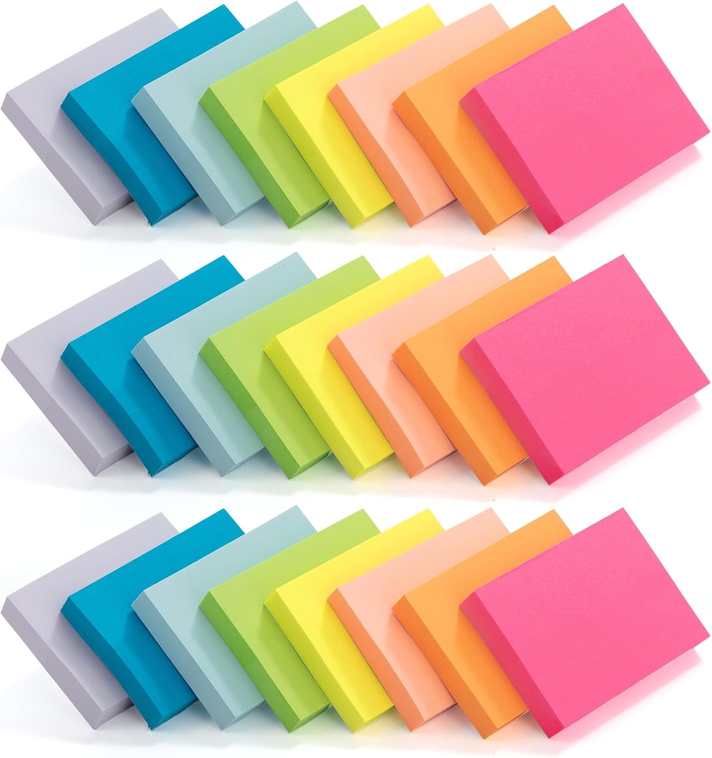 M&G 24 Pads Sticky Notes 1.5x2 Inch, Self-Stick Note Pads 8 Bright Rainbow Colors Easy to Stick Perfect for Home, Office, School, and Planner Use, 75 Sheets/Pad
