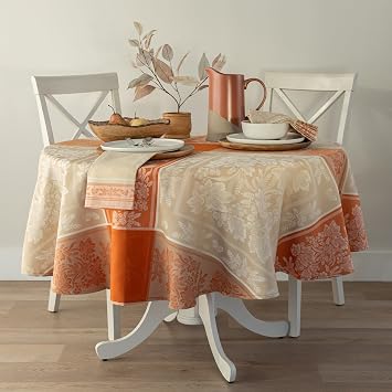 Benson Mills Fall Gathering Tablecloth Golden Rust 70" Round