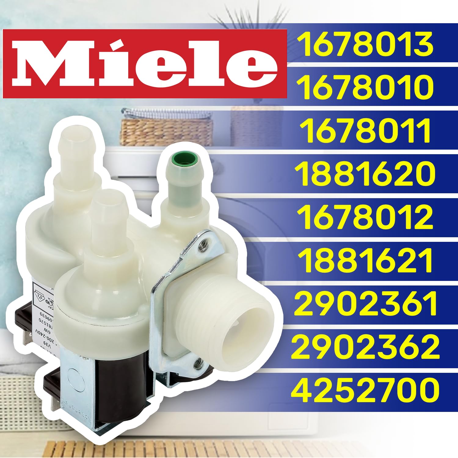 Ventil am Einlass für Waschmaschine mit 3 Abgängen 90° hat den Originalcode 1678013 für Miele - MADE IN EU - Garantie 10 Jahre – MONTERAL