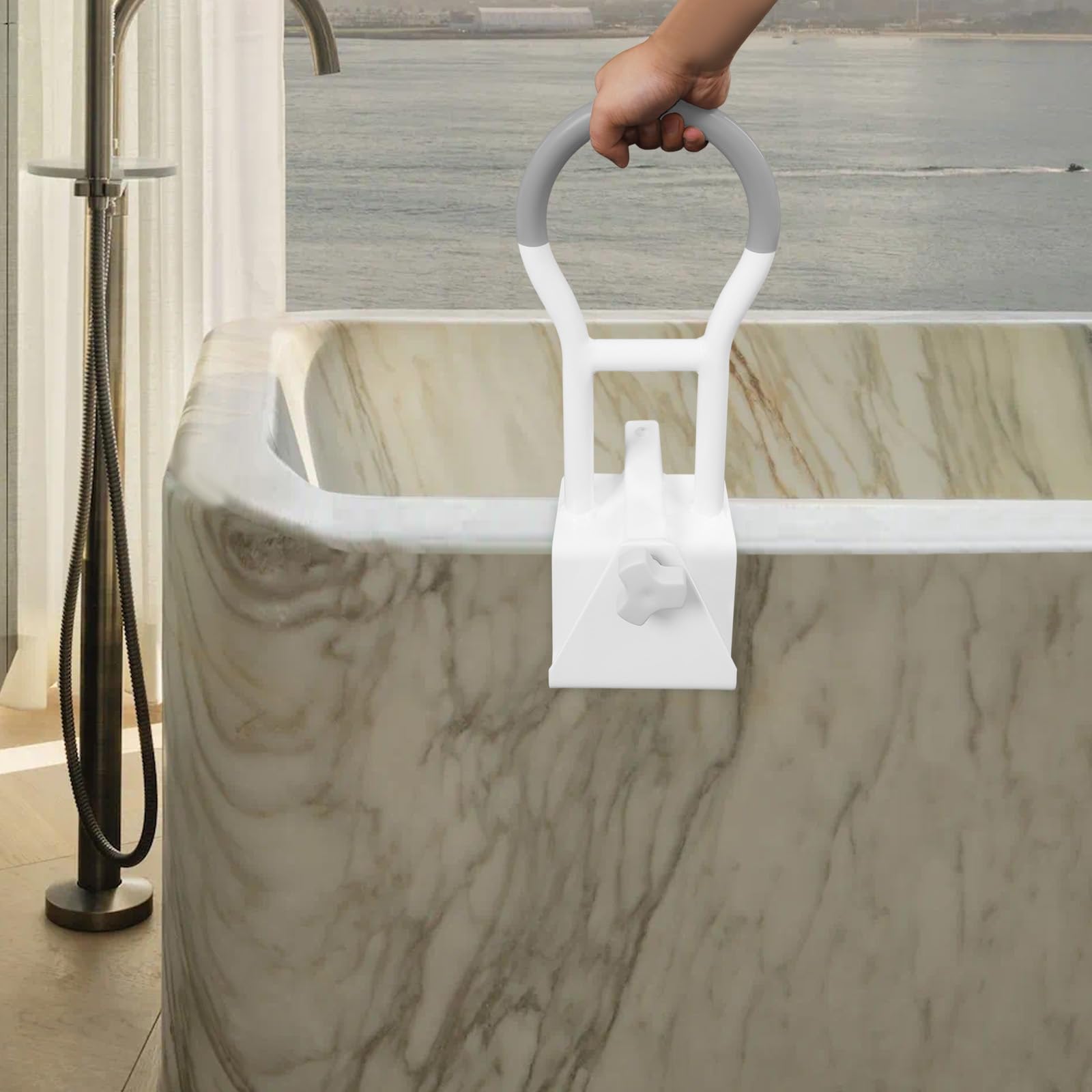 Asideros de acero al carbono, ayuda para entrar en bañeras para personas mayores, con revestimiento de PVC, para personas mayores, personas con movilidad reducida, para bañeras con grosor de borde de