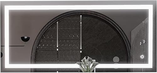 Miniatura 8 de LEDMyplace - Espejo de baño LED de 70 x 32 pulgadas, retroiluminado y luz frontal, antivaho, ajustable, temperatura de color y recuerdo, interruptor