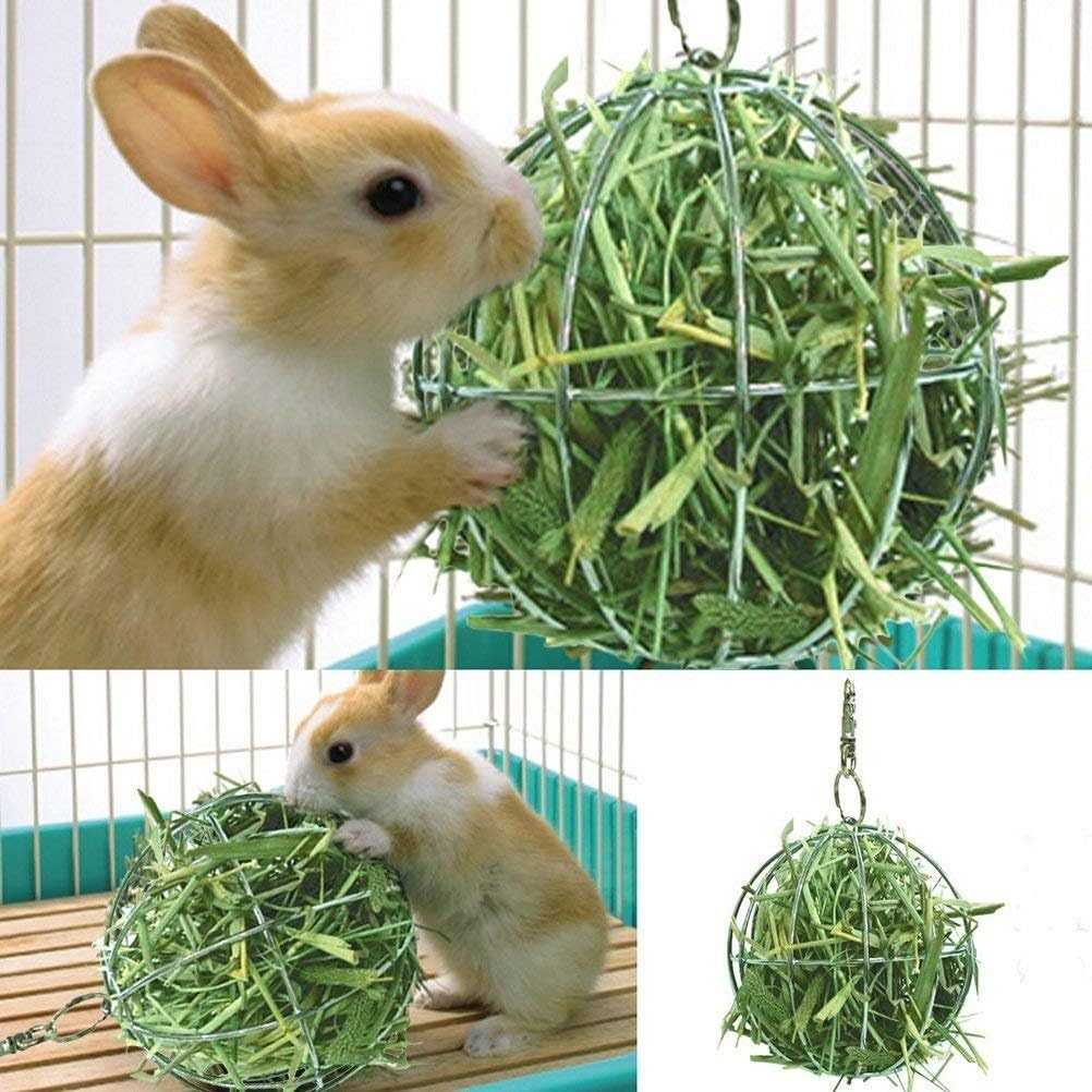 CosCosX Rabbit Hay Feeder Ball Hay Manger Hanging Hay Feeder Rack Food Ball Dispenser Toy Pet Feeder Food&Grass Frame Bowls Anti-bite…