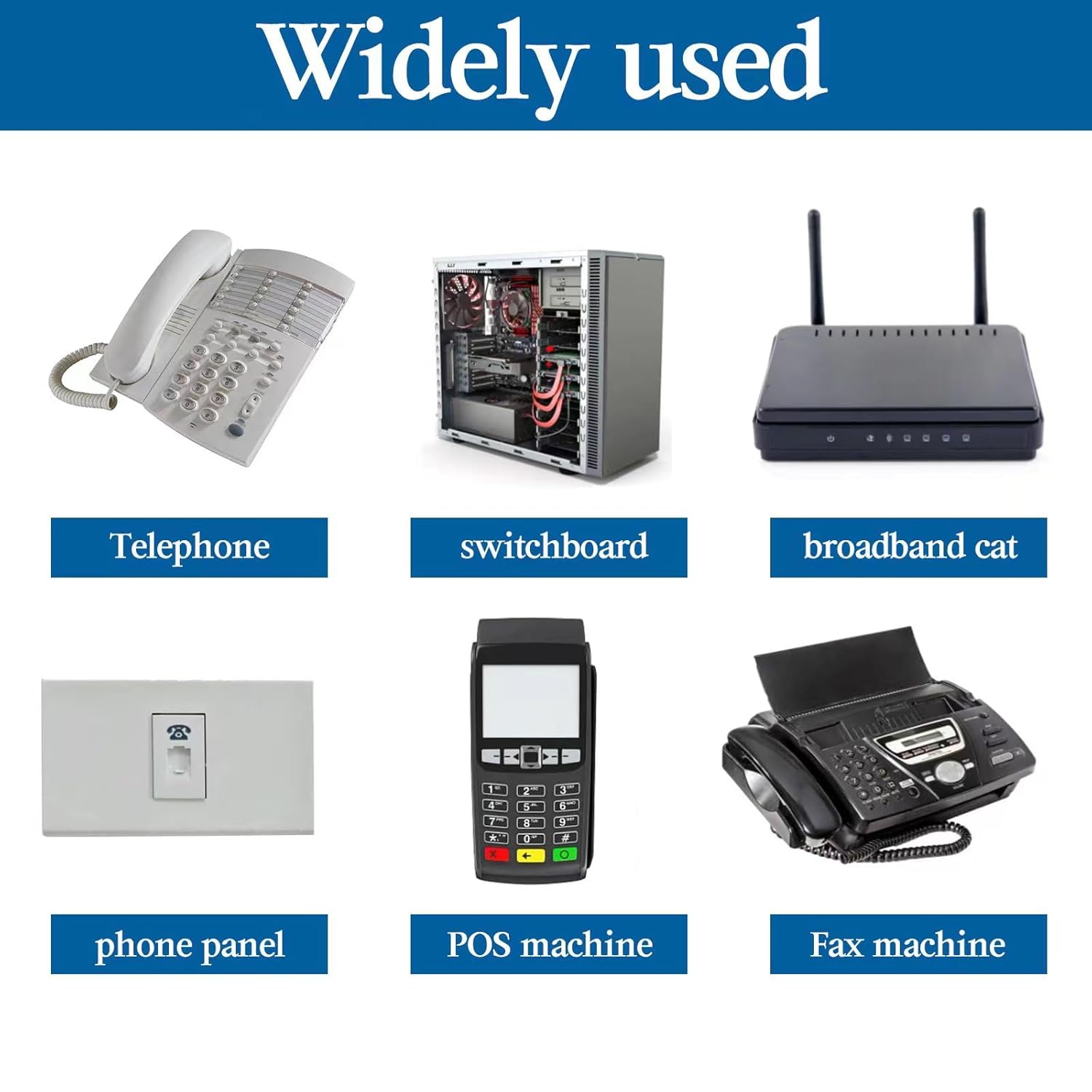 RJ12 Cable Phone Cord RJ12 6P6C Male to Male Straight Wired for Both Data and Voice Use Black (3 FT / 3 Pack) - Image 3