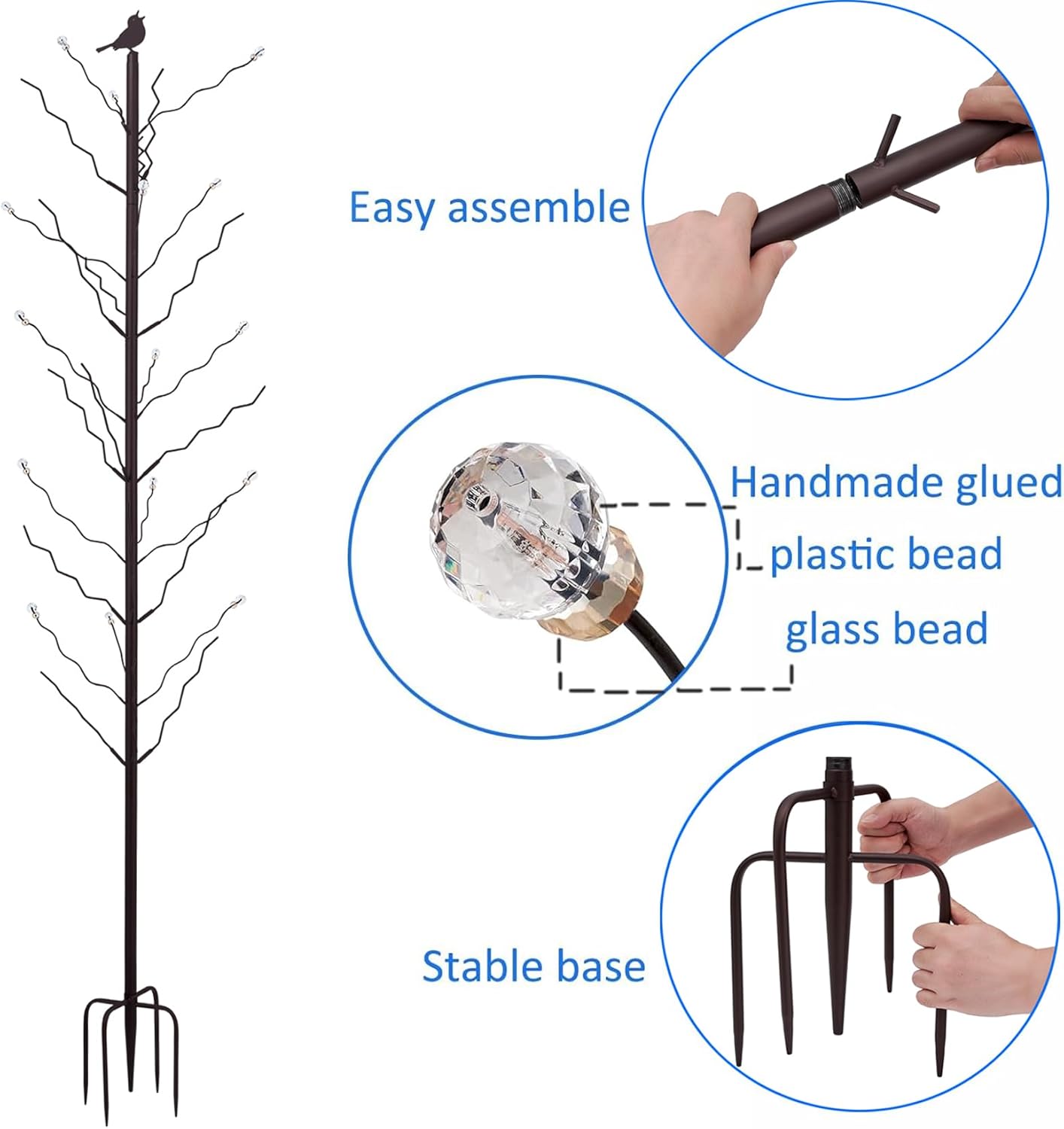 7.2FT Tall Wine Bottle Trees Stand for Garden Decorative, Rustproof Metal Bottle Tree Holder, Holds Up to 15 Bottles (Bronze)