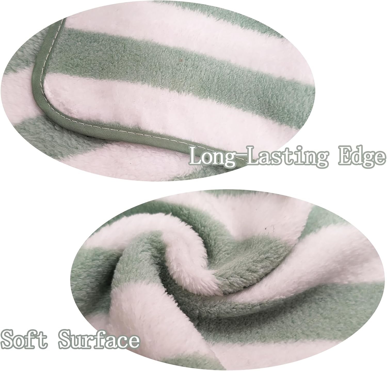 ABREEZE Green and White Cabana Striped Coral Fleece Bath Towel and Hand Towel Set (2-Piece) - Quick Dry Bathroom Towels for Spa, Gym, Travel