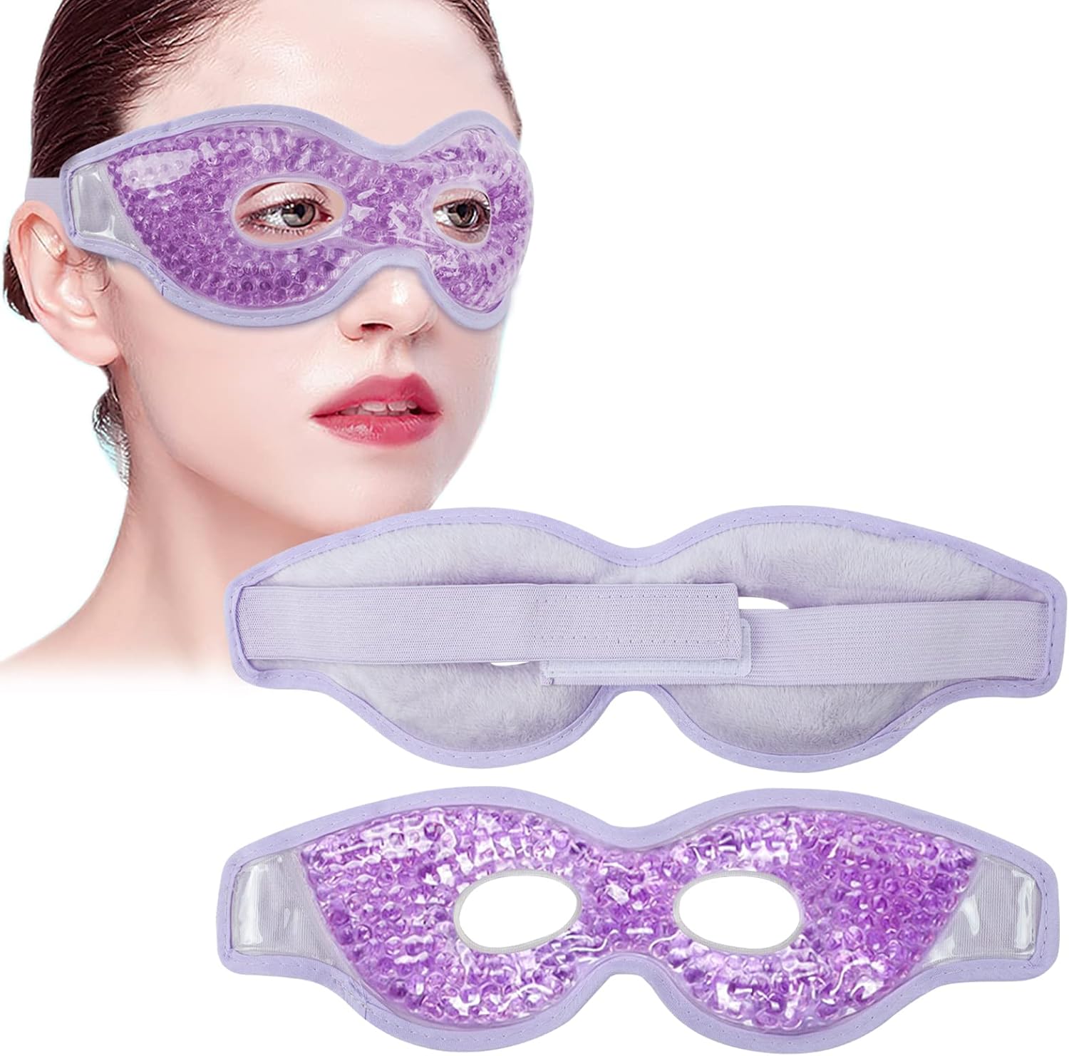 WOVTE Cooling Eye Mask, Reusable Hot or Cold Therapy Gel Bead Eye Mask