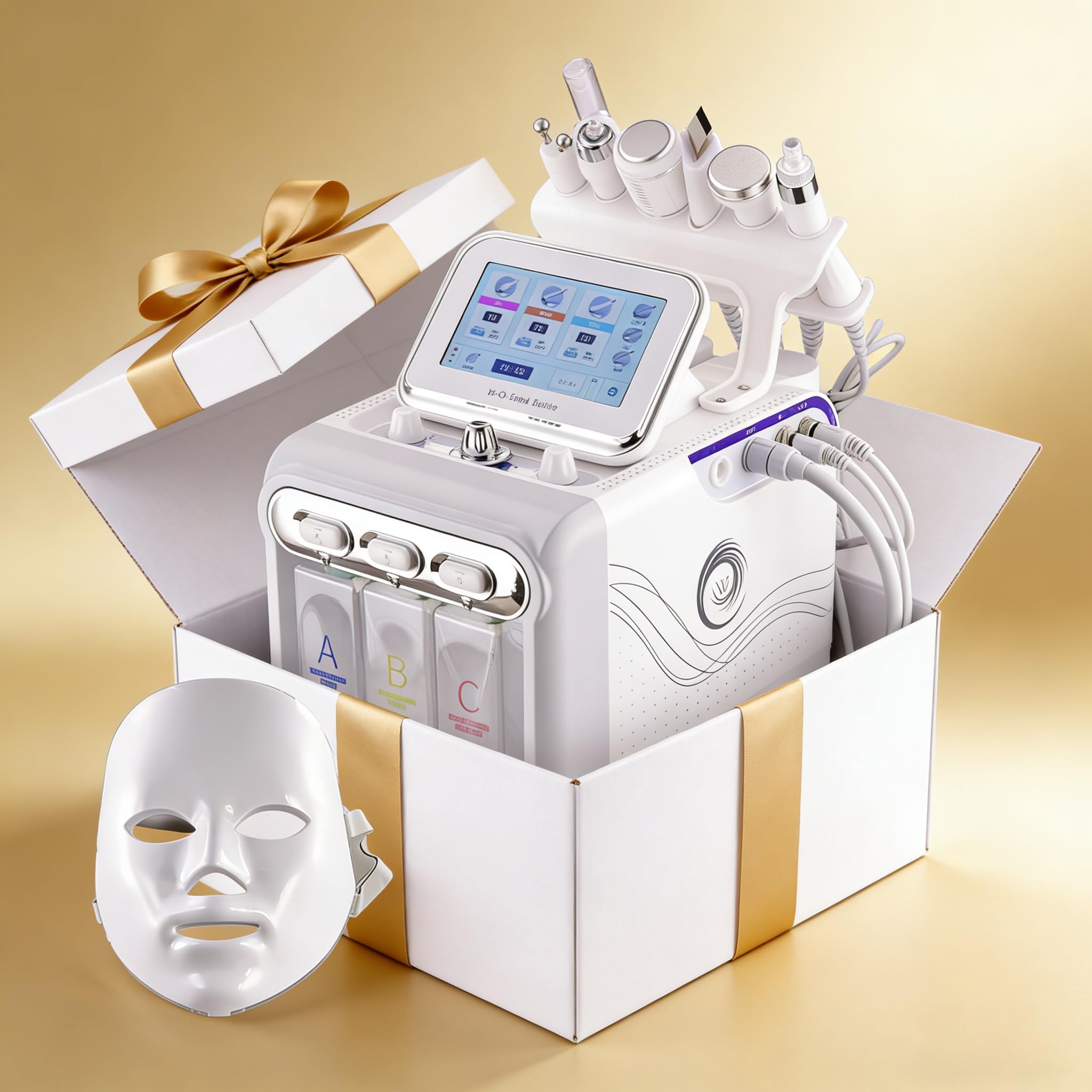 Appareil de nettoyage du visage 7 en 1 à l'hydrogène et à l'oxygène, appareil de nettoyage en profondeur multifonctionnel, pour une utilisation à domicile ou en institut de beauté