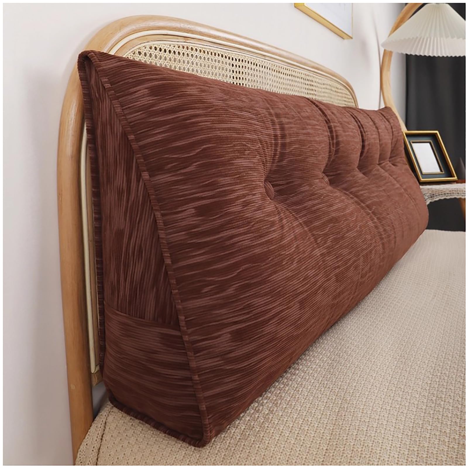 Traversin triangulaire de lit ZTGL 60x20x50cm coussin lecture dehoussable