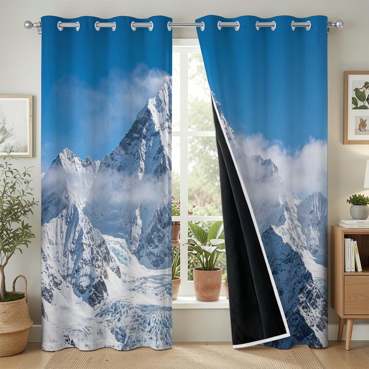Tende Oscuranti Montagne di Neve per Interni 2 Pannelli 150x250 cm