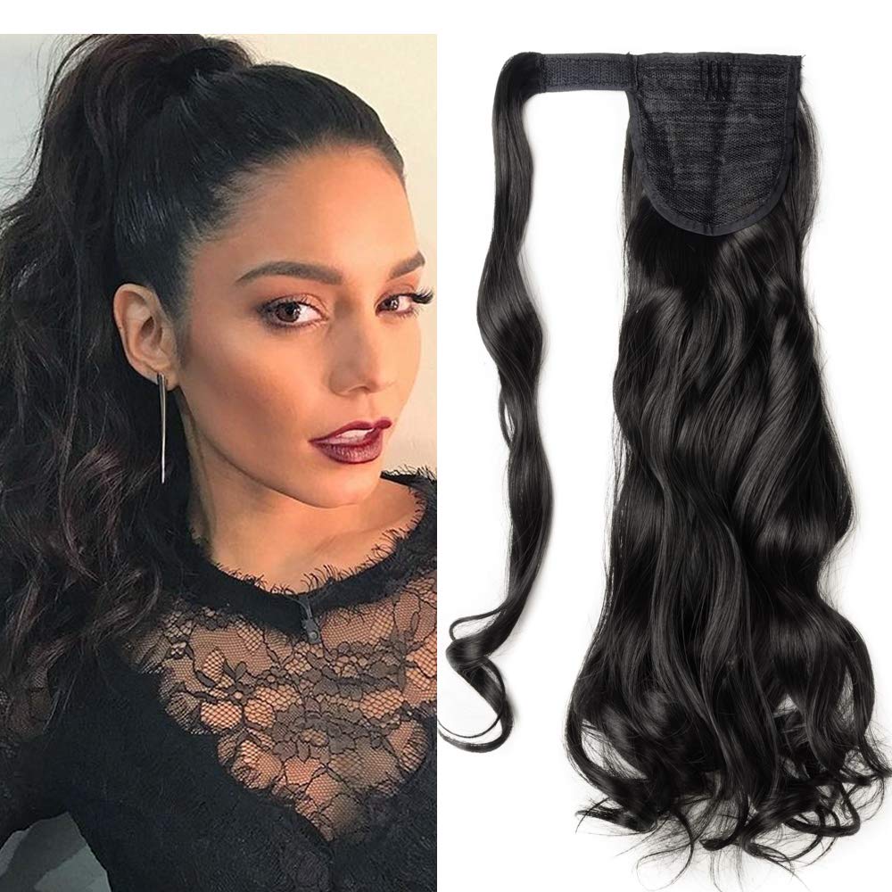 32"(81cm) SEGO Coleta Postiza Larga Pelo Sintético Se Ve Natural [Castaño Oscuro] Extensiones de Cabello Clip Cola Lisa Ponytail Extension (140g) — view 40