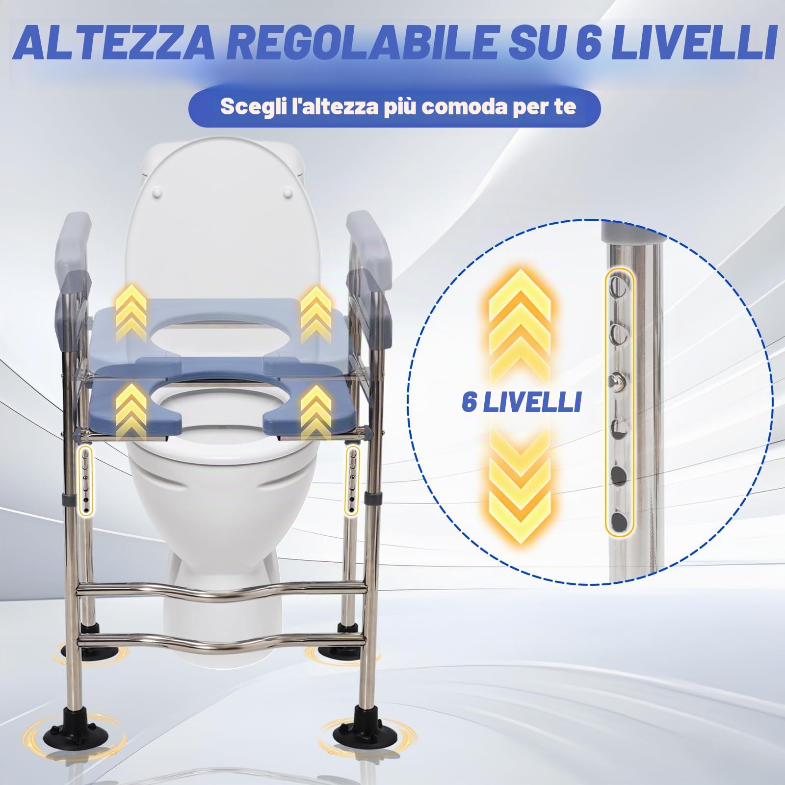 Rialzo Per Water Per Anziani, Sedia WC Regolabile In Altezza. Alzawater Per Protesi Anca. Altezza 64-74 Cm, 48 x 38 Cm, Adatto Ad Anziani, Donne Incinte E Persone Con Mobilità Ridotta.
