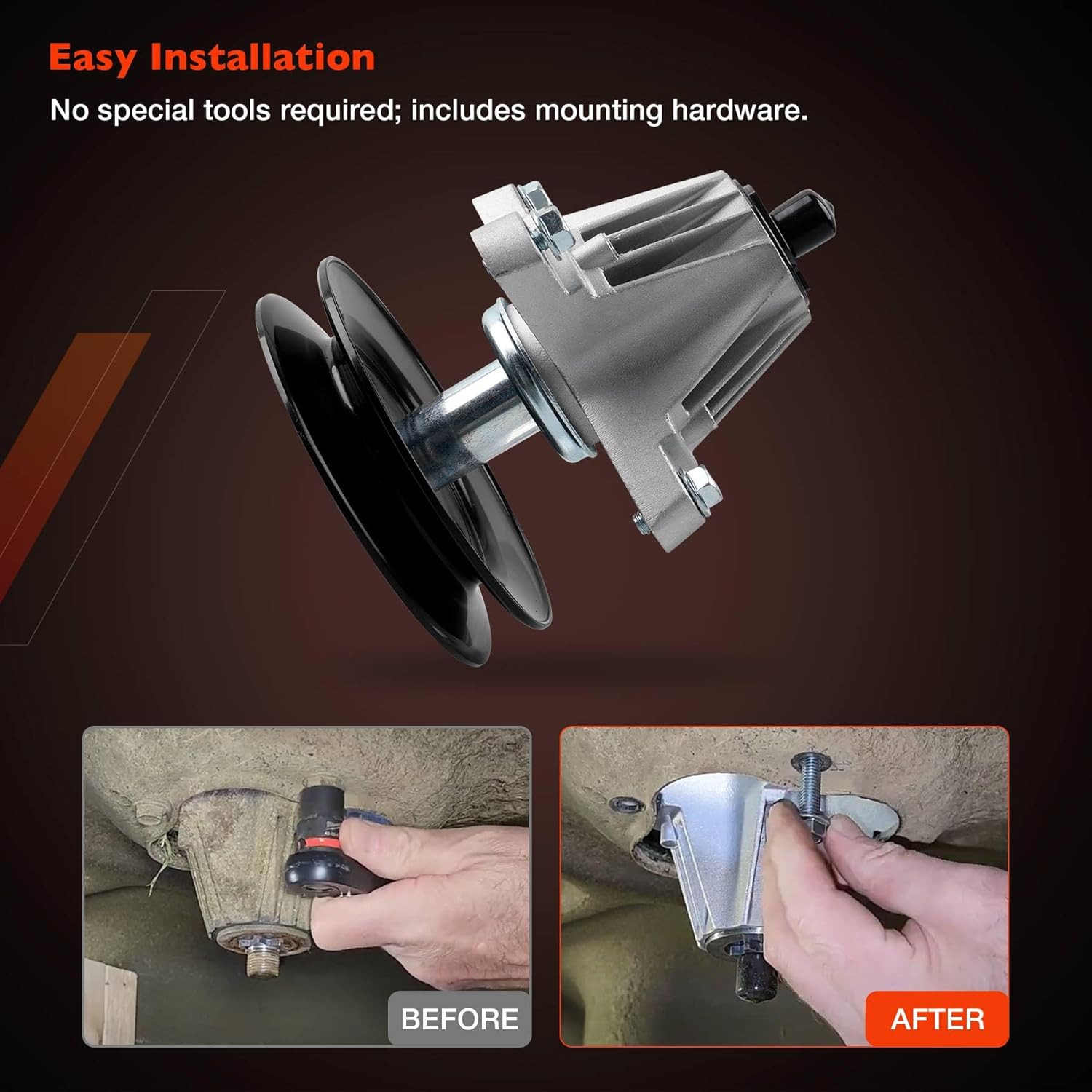 618P09236 Mower Deck Spindle Compatible with Cub Cadet XT1-GT54, XT1-ST54, ZT1-54, ZT2-54, ZTS2-54; Craftsman Z5800, T3200; Troy Bilt Mustang 54XP, Mustang Z54 54" Decks Spindle Replaces# 618-09236