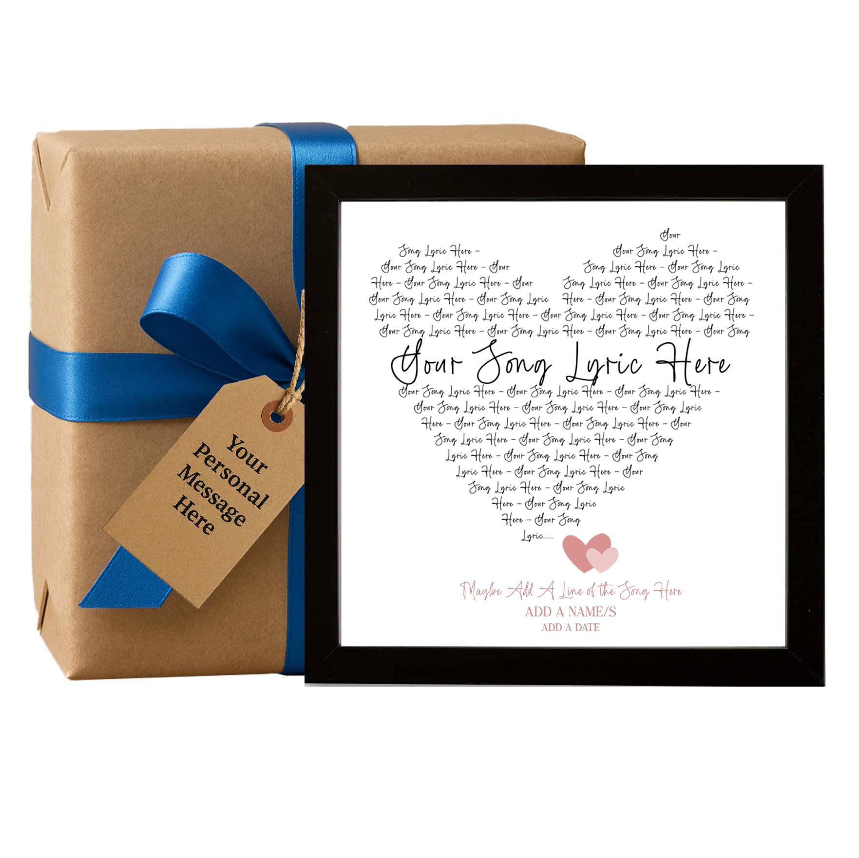 NOT JUST A PRINT Romantic song lyrics gift - ideal for wife for wedding anniversary - personalised heart picture design of song words