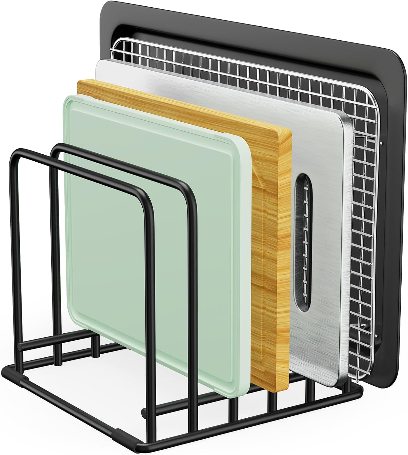 5-Tier Dish Rack & Cutting Board Organizer – 5-Tier Metal Rack for Cutting Boards, Bakeware, Trays – Space-Saving Kitchen Storage, Rust-Resistant Dish Organizer for Cabinets, Countertops & Pantry