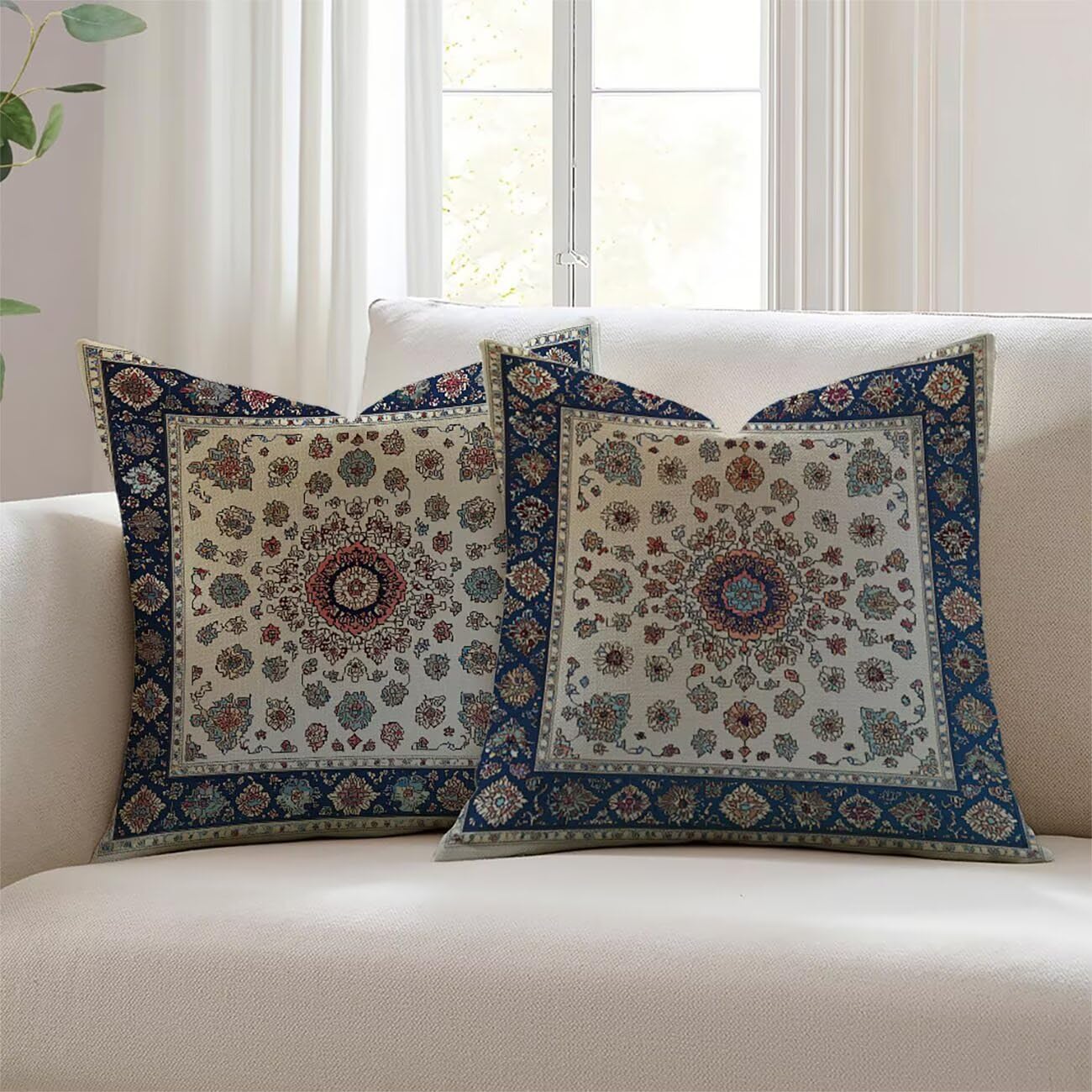Housse de coussin 24x24inch extérieur imperméable Lejnlnng en lin lot de 2