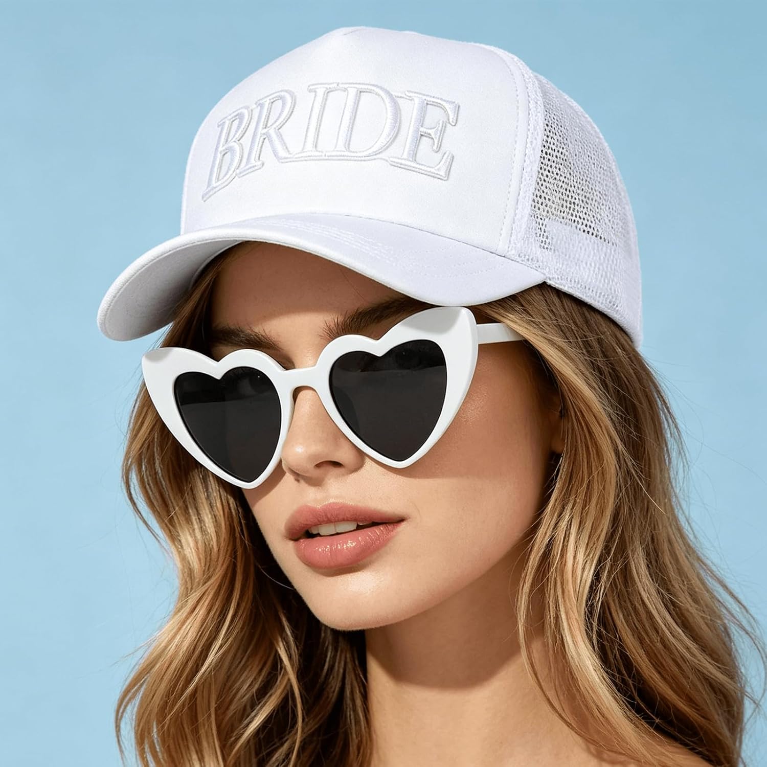 Bride Trucker Embroidered Hat - Bachelorette Party Cap, Bridal Headwear, Bach Party Decorations, Bridal Shower Accessory, Wedding Gift White