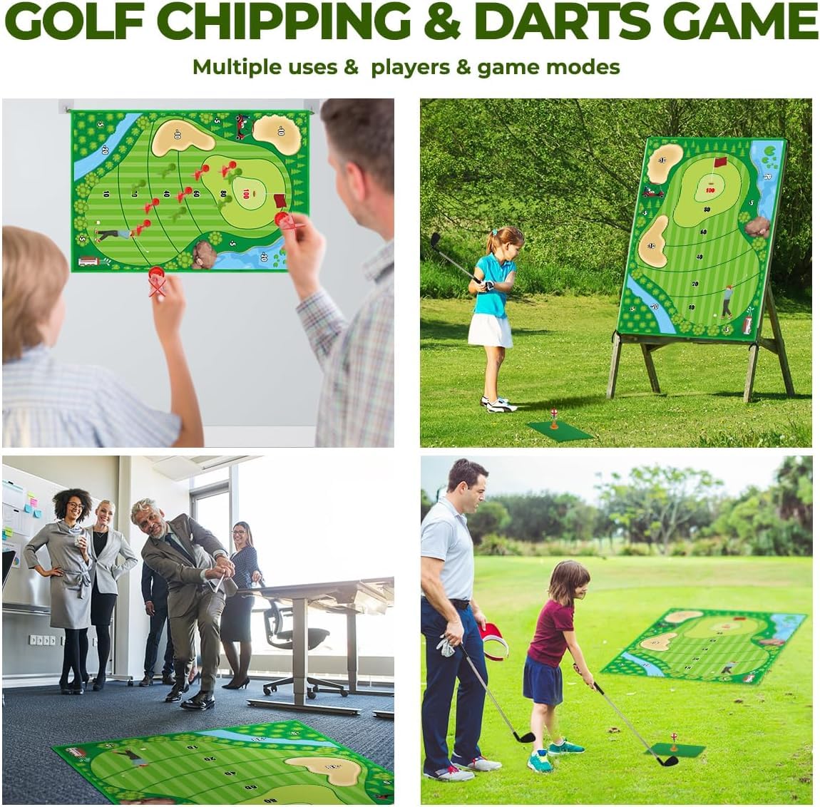Tapis de Putting Entraînement Golf Set, Golf Putting Piste pour Adultes, Enfants familles Golf Putting Trainer Tapis de Golf pour Intérieur/Extérieur