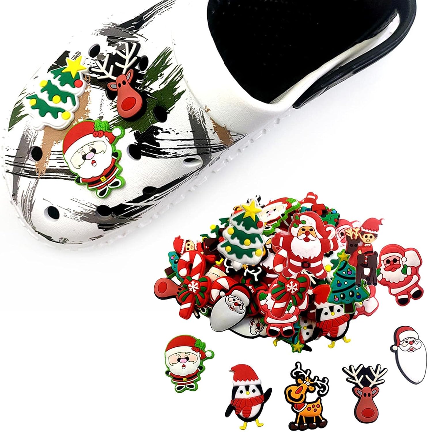 Set of 100 Christmas Craft Flatback Charms Beads for DIY Pendant Scrapbooking Embellishment Craft Jewelry Making Nacklace Bracelets Supplies
