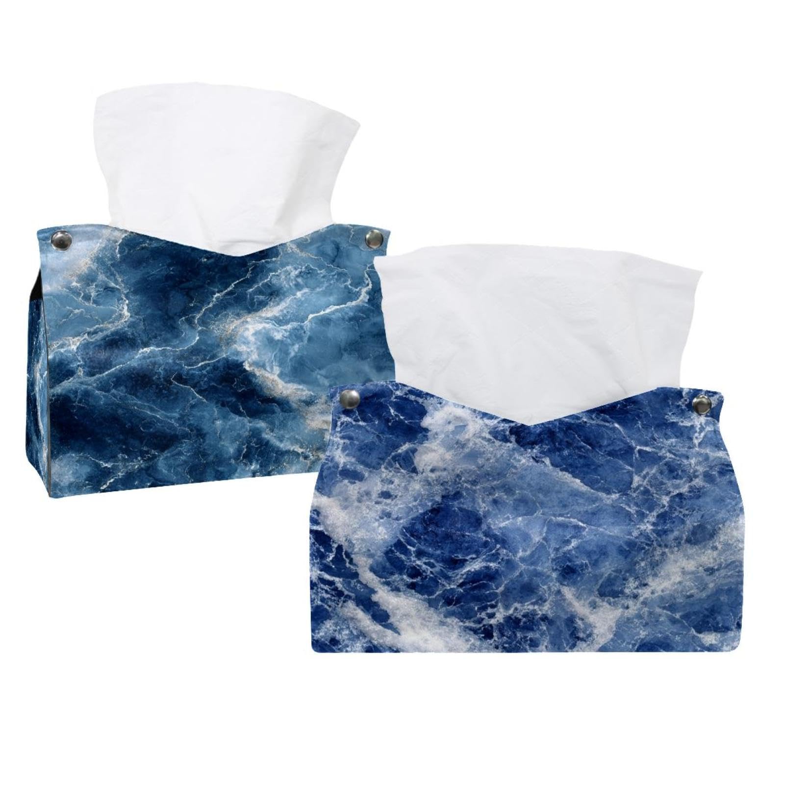 Boîte à mouchoirs marbré bleu pour tables de nuit, bureau et comptoir de salle de bain