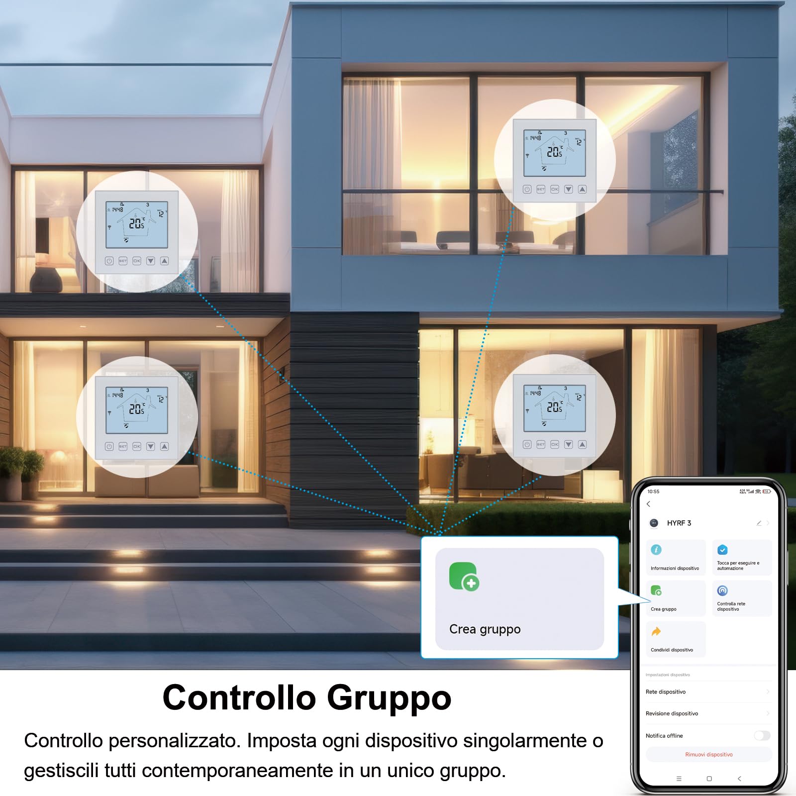 KETOTEK Intelligente Termostato WiFi Riscaldamento a Pavimento Elettrico 16A, Cronotermostato Compatibile con Alexa, Programmabile Termostato Ambiente da Parete Smart Life Tuya App Controllo