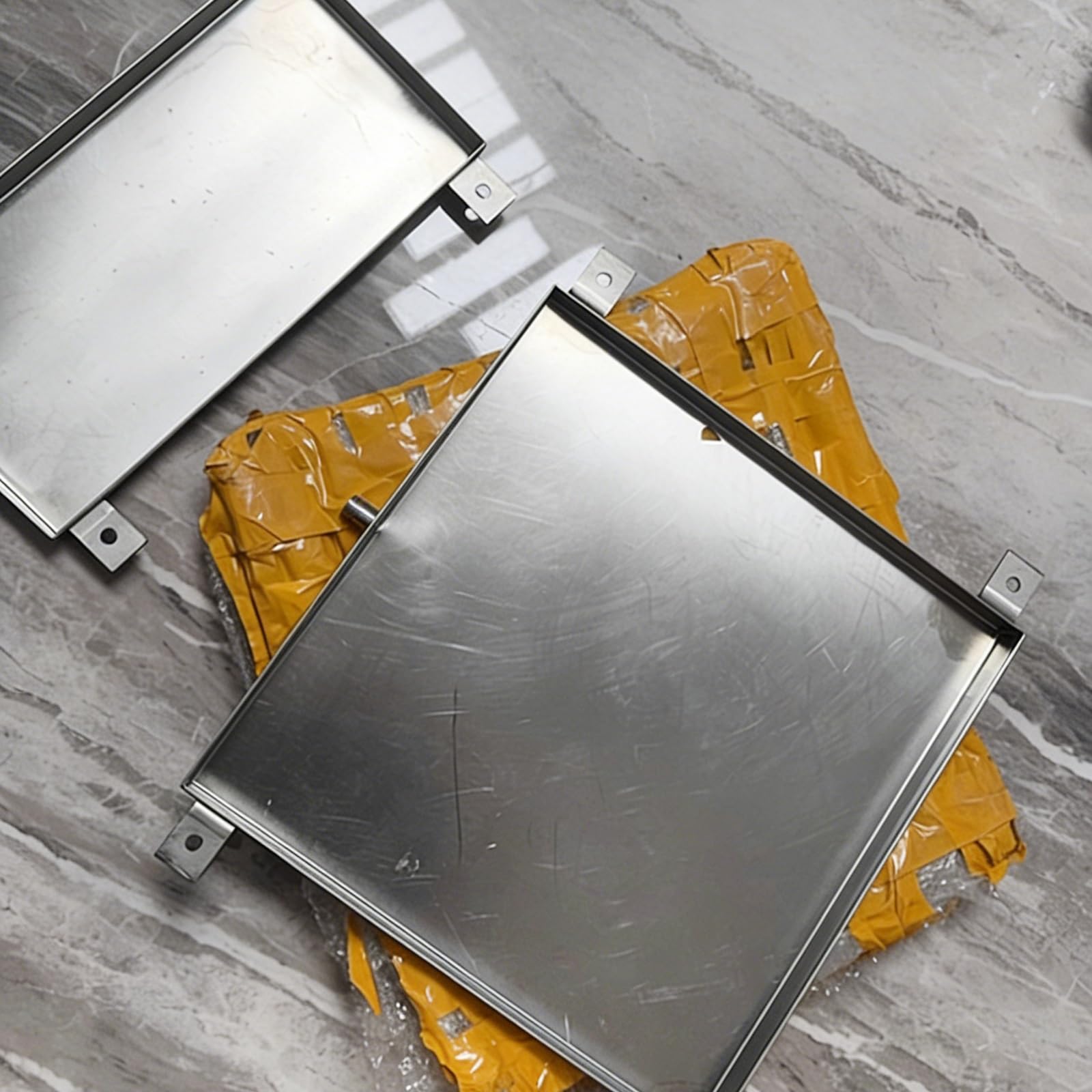 Vaschetta Condensa Climatizzatore con Foro di Scarico Altezza 10cm in Acciaio Inox Saldata Senza Giunzioni for Lunga Durata Vaso Raccogli Condensa Condizionatore(135x50cm(53x20in))
