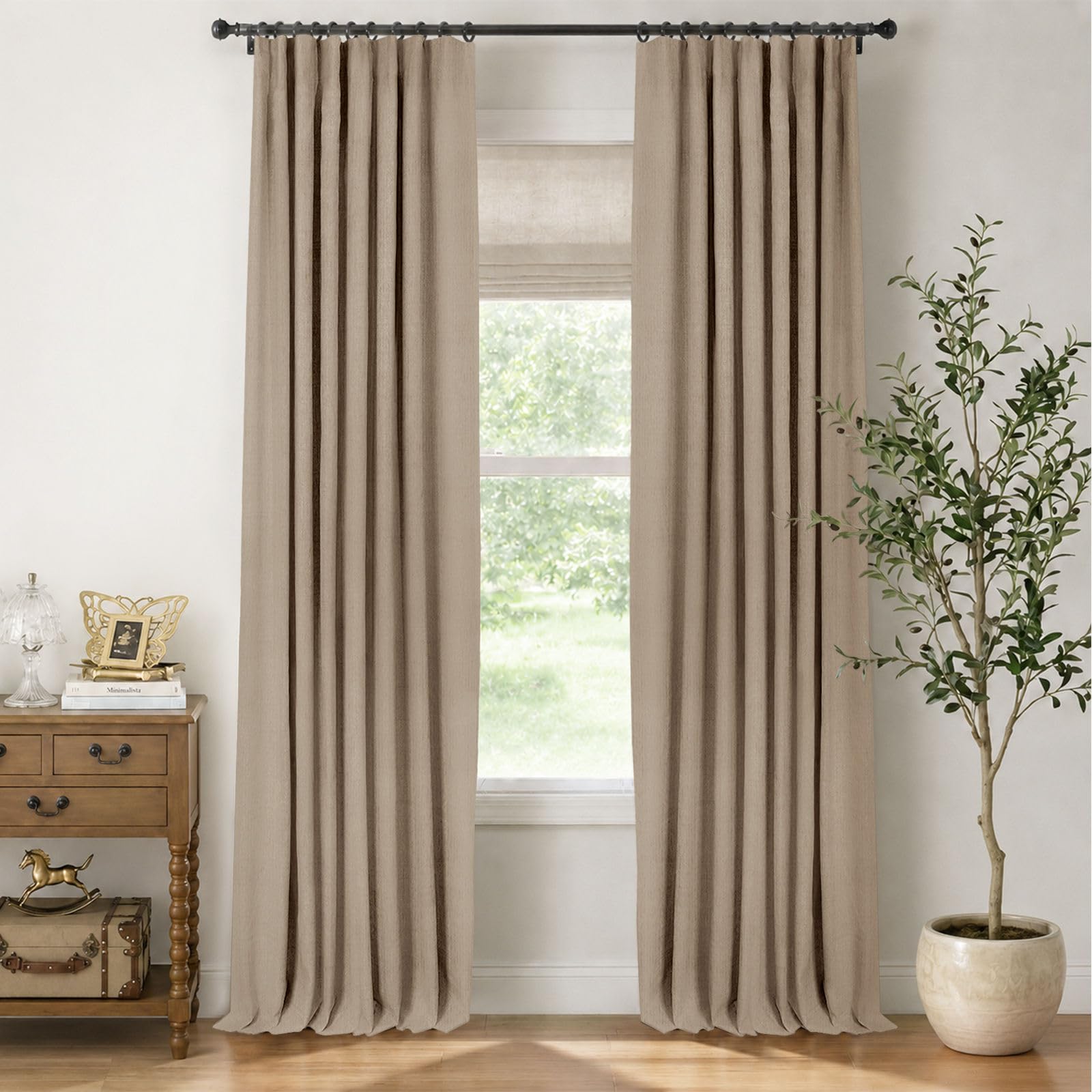 INOVADAY 100% Blackout Curtains for Bedroom Black Out Curtains 96 Inch Long