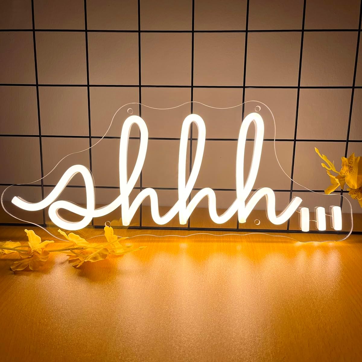 YYUAN Shhh Neon Signs for Wall Decor, Led Neon Light Sign for Bedroom Kids Room Office Library Reading Room Dorm Art Wall Decor USB Powered Light Up Acrylic Neon Signs for Bedroom