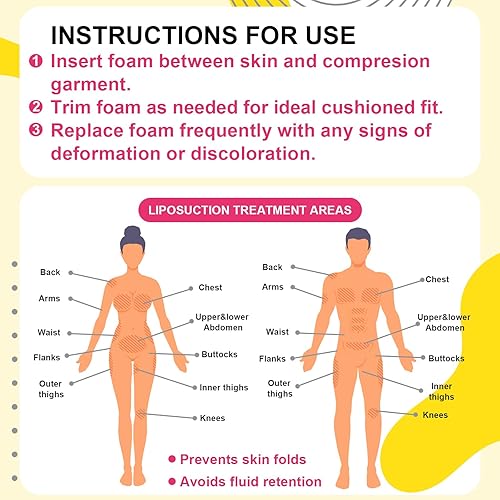 Miniatura 5 de Ecmln Paquete de 5 almohadillas de espuma Lipo, 8 x 11 pulgadas, espuma Lipo para después de la cirugía de liposucción, uso con prendas de