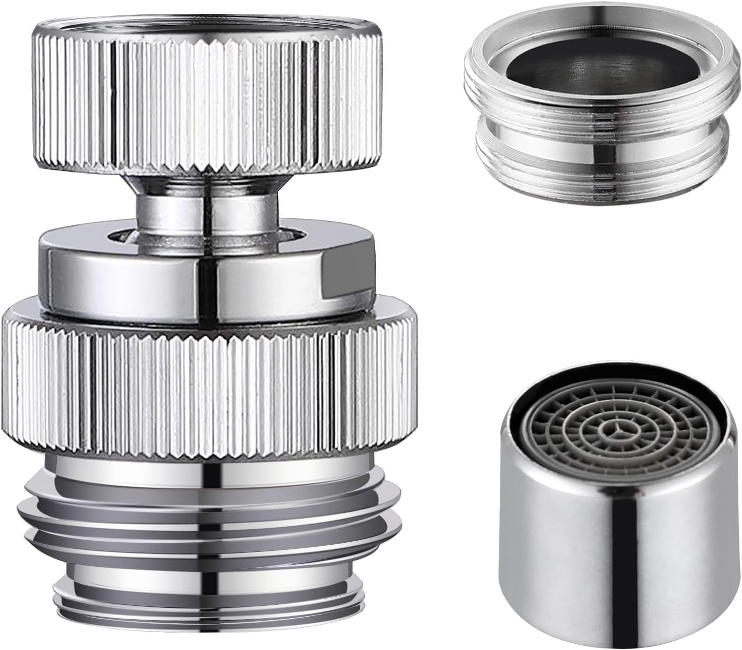 Sink Faucet Adapter Kit Swivel Aerator Adapter to Connect Garden Hose - Multi-Thread Garden Hose Adapter for Female to Male, Polished Chrome